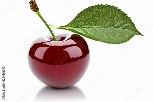 Ripe Red Cherry with Green ...