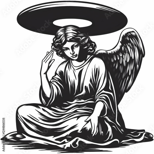 Serene Angel Sits Gracefull...