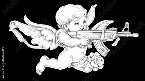 Cherubic Angel Wields a Rif...