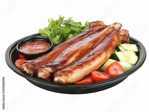 Grilled Ribs Served with Fr...