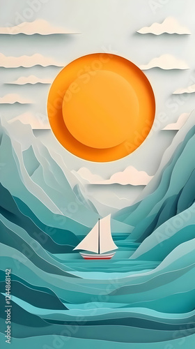 Paper Cutout Illustration o...