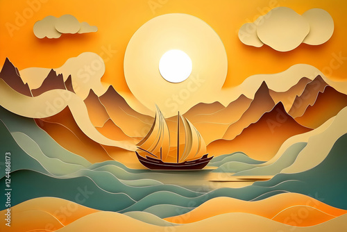 Paper Cutout Seascape with ...