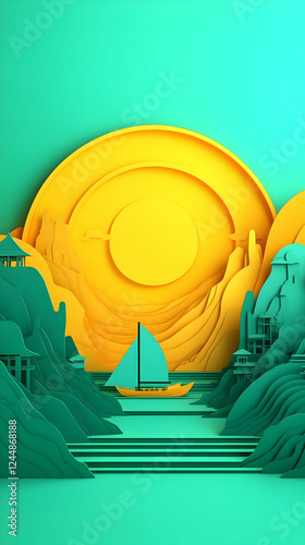 3D Paper Cutout Landscape S...