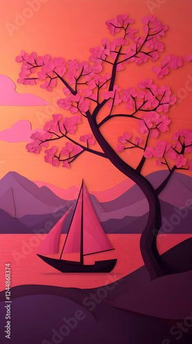 Paper Cutout Illustration o...