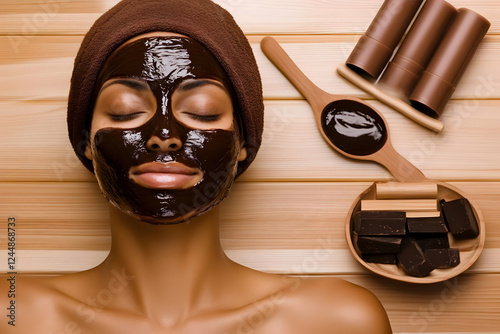 Woman relaxes with a chocol...