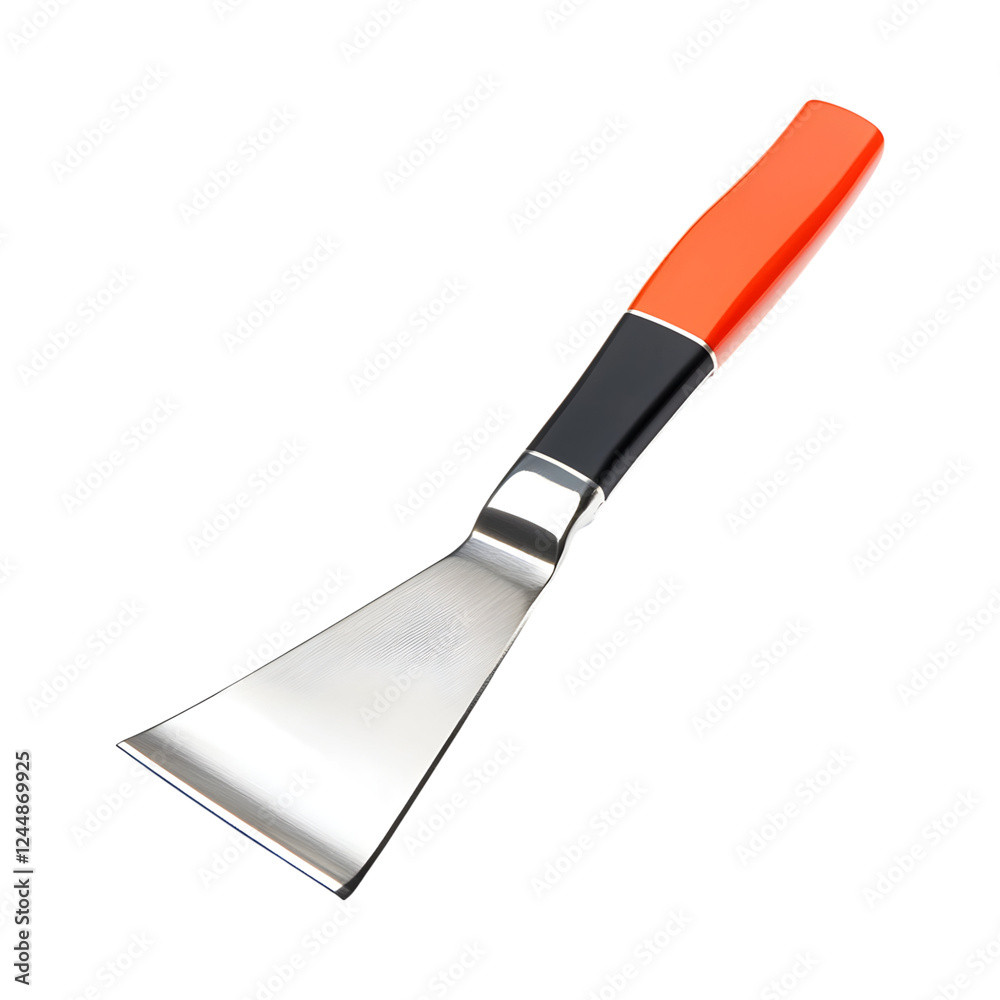 Modern Stainless Steel Dough Scraper with Red Handle Isolated on Transparent Background Modern Stainless Steel Dough Scraper with Red Handle Isolated on Transparent Background
