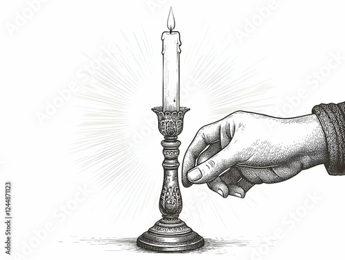 Hand Adjusts a Burning Cand...