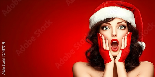 Surprised Woman in Santa Ha...