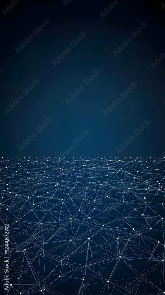 Obraz premium Abstract Background with Interconnected Network on Dark Blue Beautifully
