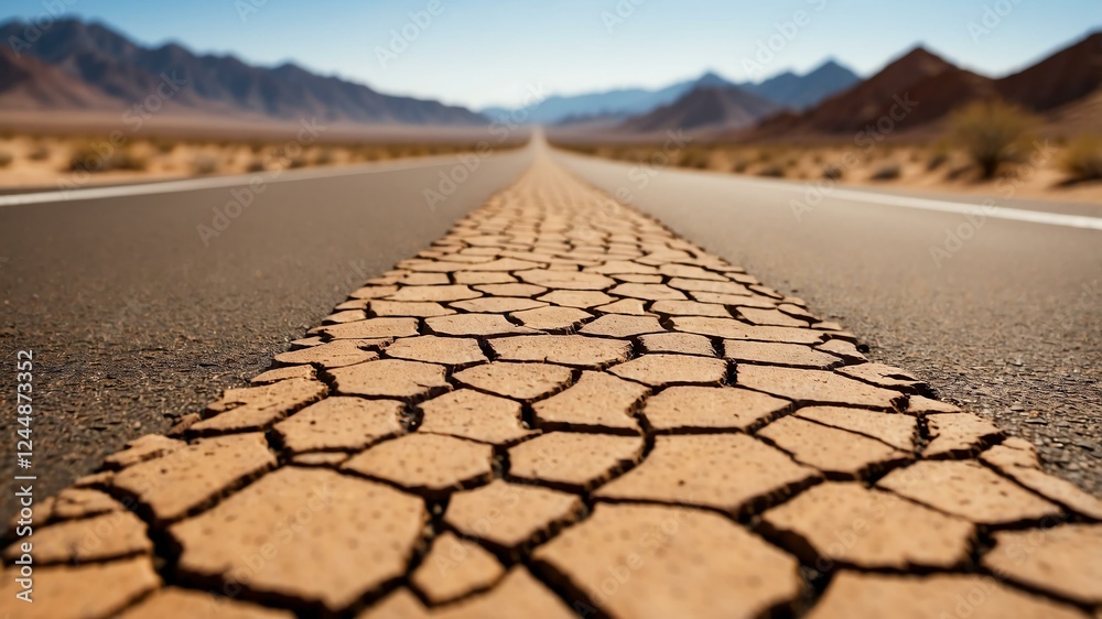 Fototapeta premium closeup of a desert road on an arid desert background