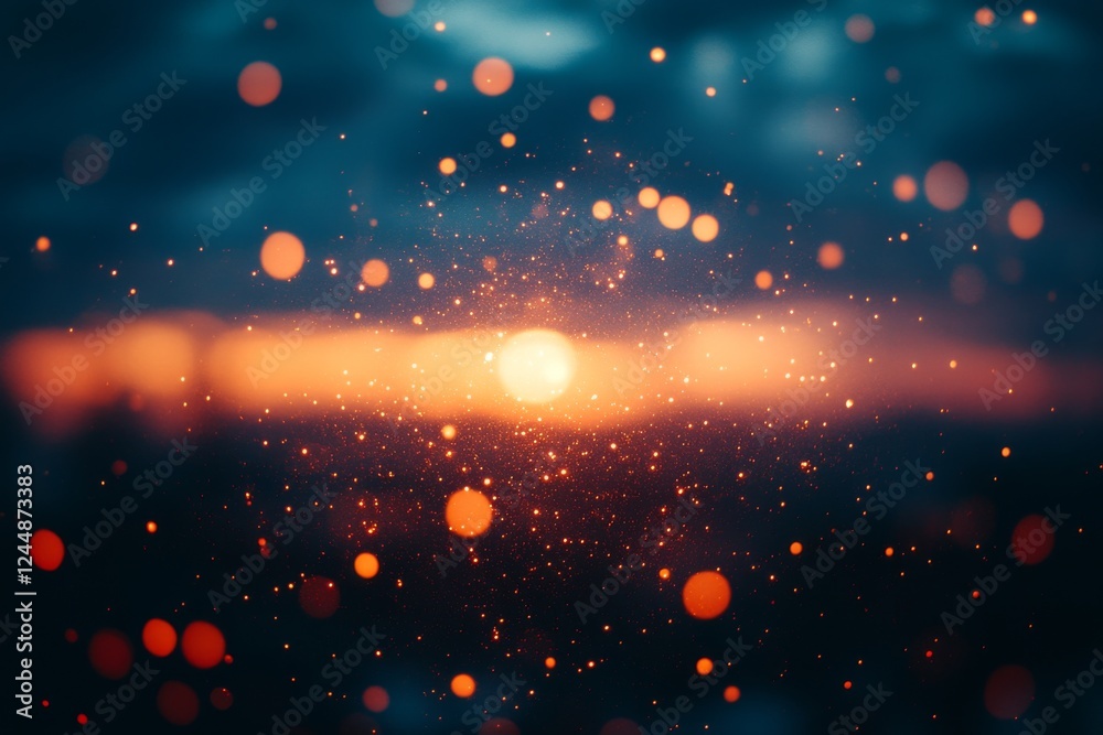 Obraz premium Abstract background of sparkling lights in dark blue tones