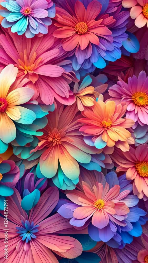 Vibrant summer blooming floral background. Greeting card, mock-up for advertising, event Vibrant summer blooming floral background. Greeting card, mock-up for advertising, event