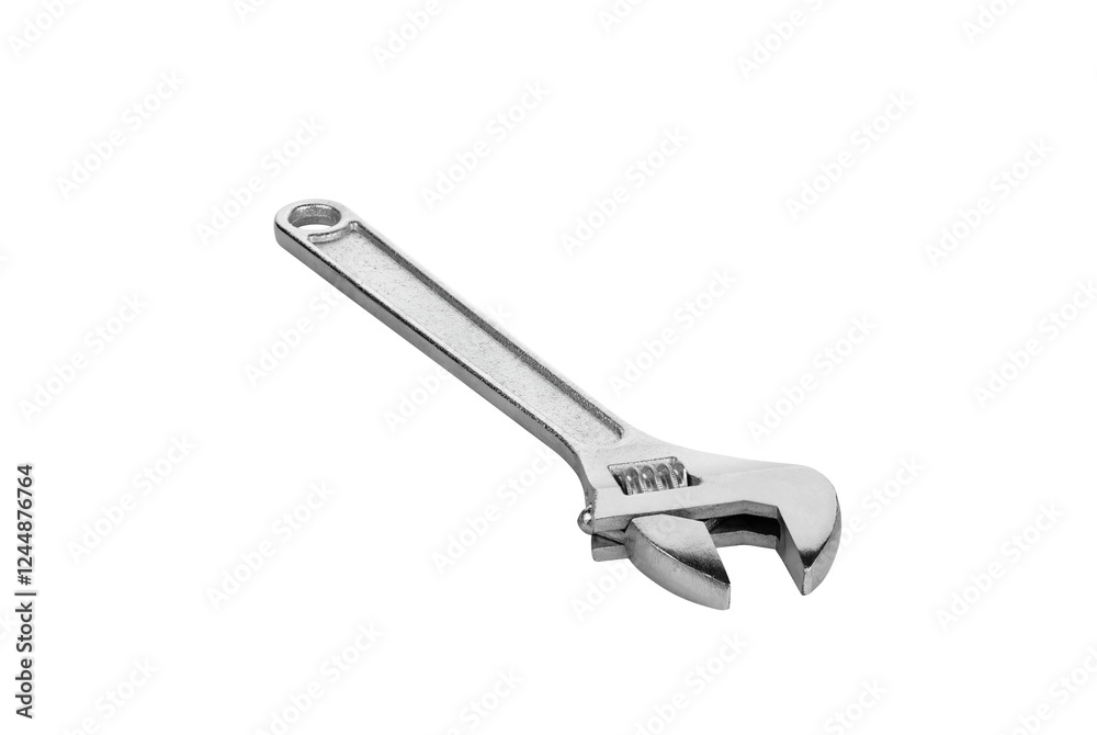 Adjustable wrench isolated on white background with clipping path. Chrome vanadium wrench. Industrial spanner. Adjustable wrench isolated on white background with clipping path. Chrome vanadium wrench. Industrial spanner.
