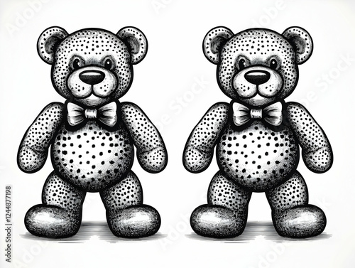Two dotted teddy bears stan...