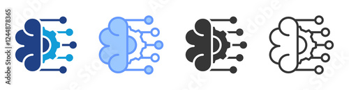 Machine learning icon set multiple style collection