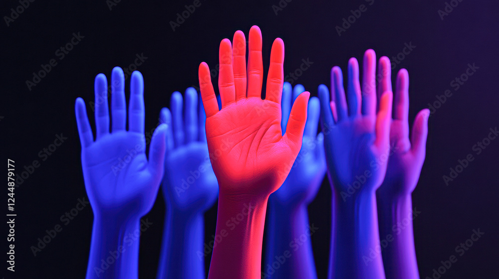 Empowering voices and hands colorful expression in digital abstract art Empowering voices and hands colorful expression in digital abstract art
