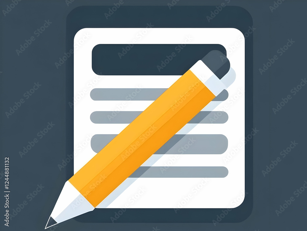 Yellow Pencil Rests on a Document Ready for Writing or Editing Information Quickly and Efficiently. Yellow Pencil Rests on a Document Ready for Writing or Editing Information Quickly and Efficiently.