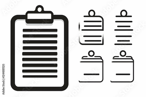 Clipboard Icon Set Shows Bl...