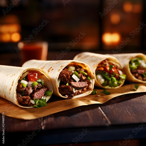 Delicious steak tacos fille...
