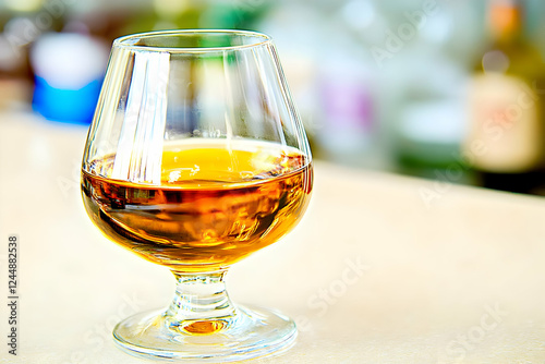 A Glass of Amber Liquid Sit...