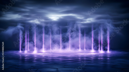 Mystical Purple Beams Illum...