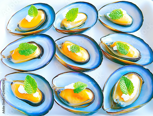 Nine Open Blue Mussels Garn...