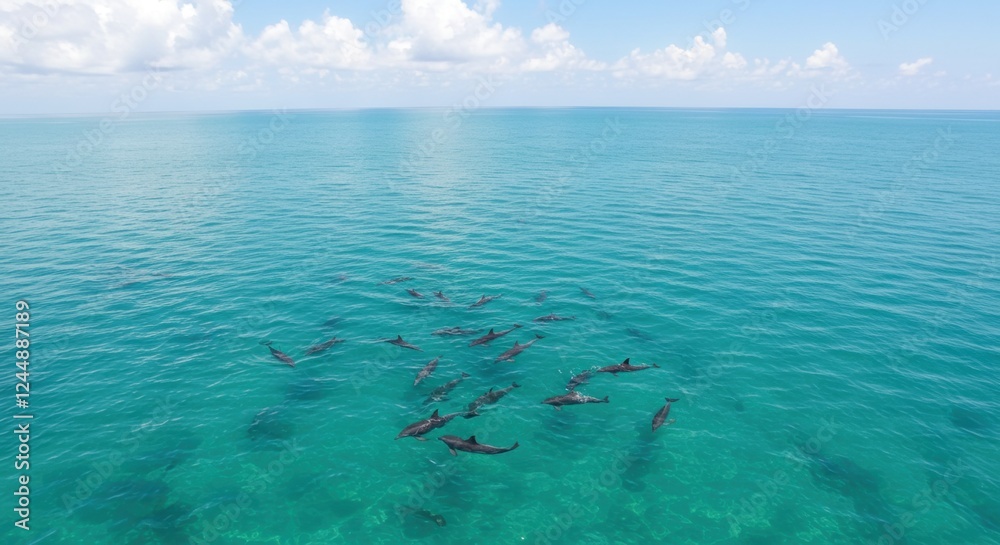 Obraz premium Dolphin awareness month celebration in tranquil ocean waters