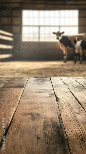 Empty Wooden Table in Barn ...