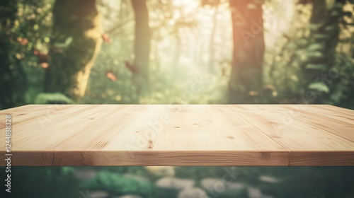 Empty wooden table top with...