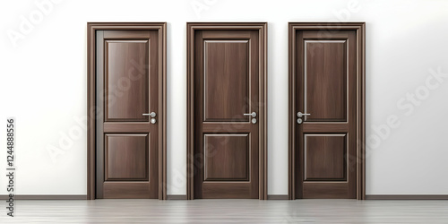 Three Closed Wooden Doors S...