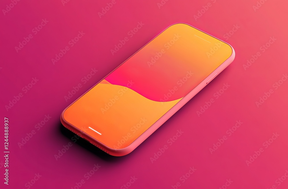 Pink Smartphone Mockup with Orange Gradient Screen Pink Smartphone Mockup with Orange Gradient Screen