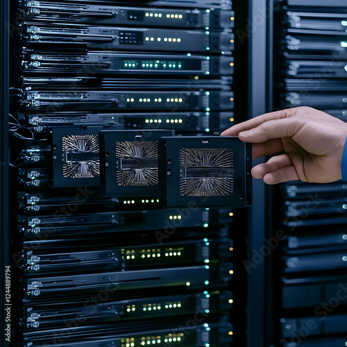 Technician Holds Server CPU...