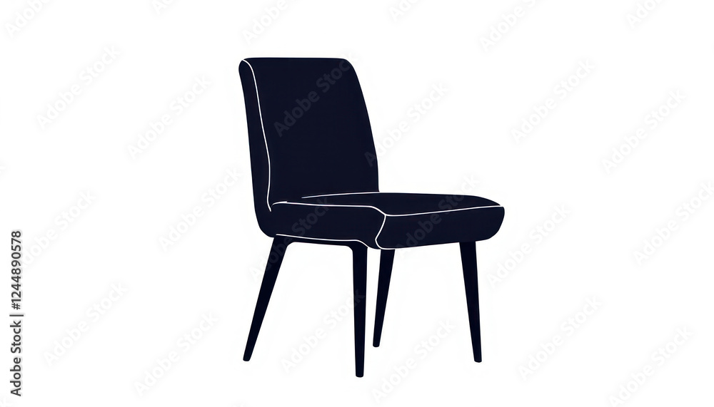 A Single Modern Dark Chair Isolated on White A Single Modern Dark Chair Isolated on White