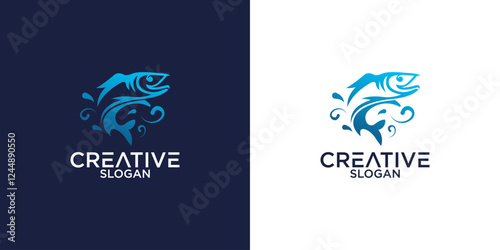 Fresh fish with wave water logo

