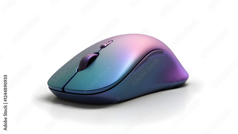Modern wireless computer mouse with sleek curves on white background Modern wireless computer mouse with sleek curves on white background