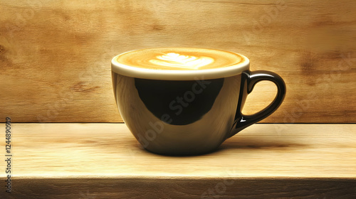 A Black Ceramic Mug Holds L...