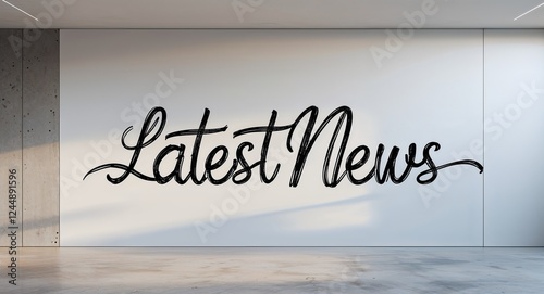 latest news cursive word written on whiteboard minimalist concept