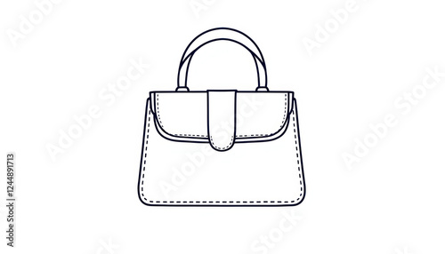 A simple line drawing of a womans handbag