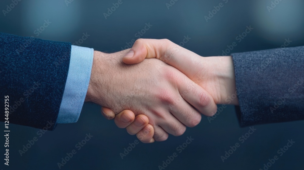 Close up view of a formal business handshake between two professionals signifying a successful agreement partnership or corporate in a professional setting Close up view of a formal business handshake between two professionals signifying a successful agreement partnership or corporate in a professional setting