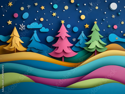 Colorful Paper Cut Christma...