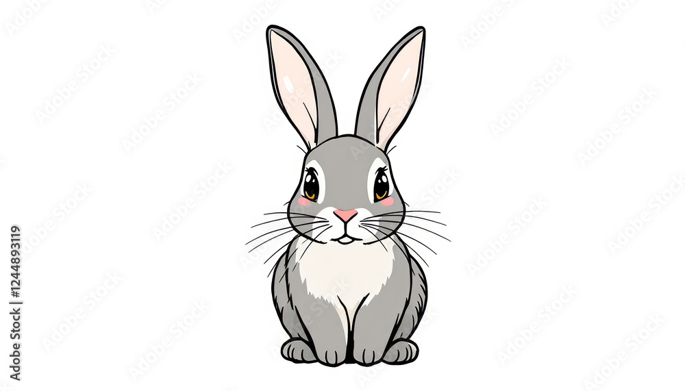 Obraz premium Adorable Grey Rabbit Sitting Peacefully