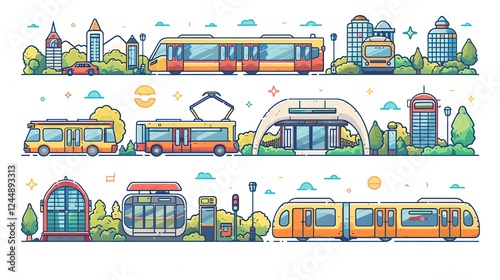 City public transportation system illustration.