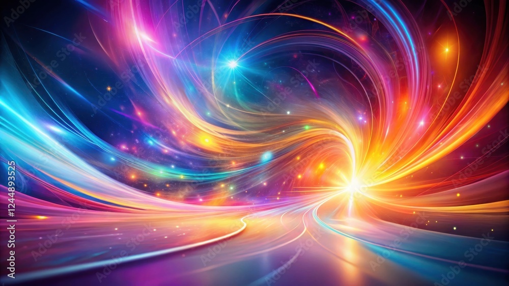 Obraz premium Abstract Swirling Nebula with Vibrant Light Trails and Glowing Stars