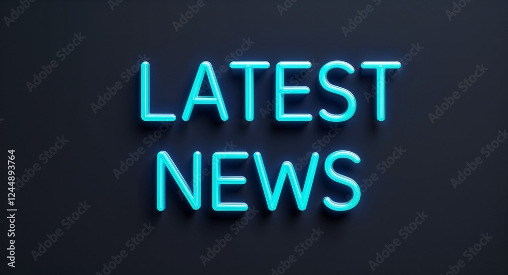 latest news word lettering with neon blue glow on plain black dark background latest news word lettering with neon blue glow on plain black dark background