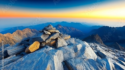 Rock Cairn Marks the Summit...