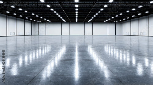 Wallpaper Mural Empty convention hall, polished floor, bright lights Torontodigital.ca