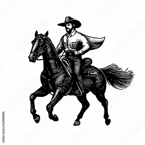Cowboy Riding a Horse in Vi...