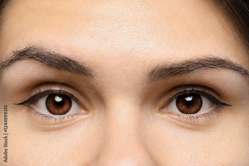 Naklejka premium Closeup view of woman with brown eyes