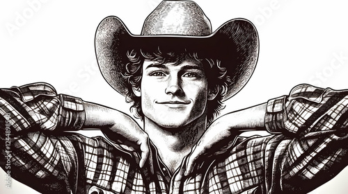 Confident Cowboy Poses with...