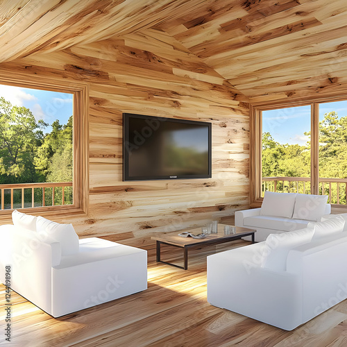 Cozy Wooden Cabin Interior ...